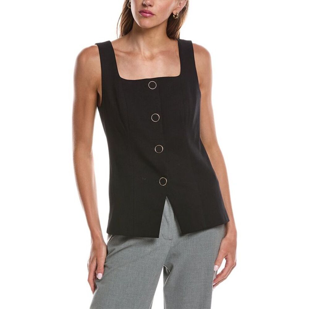 Laundry By Shelli Segal Womens Button Up Vest, Black